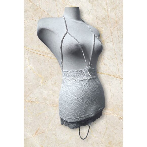 Fredericks of Hollywood NWT Tatiana Pearl and Lace G String Teddy Sz XL White Li - Picture 1 of 16